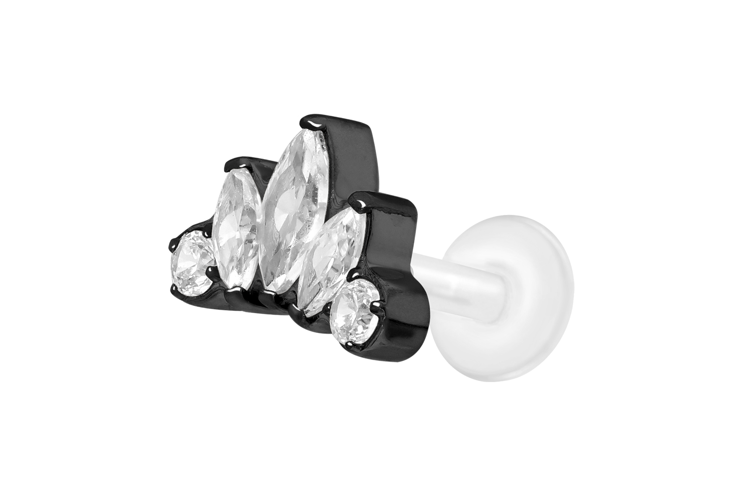 PTFE Labret Piercing mit Innengewinde + Titan-Aufsatz LOTUSBLÜTE